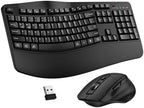 Wireless Keyboard and Mouse Combo, 2.4G Ergonomic Wave Keys(Black) by Unknown