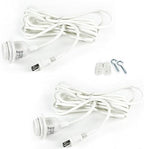 Rustic State Fabric Cord for Hanging Pendant Lamp Fixture - 15 Feet Braided Flexible Cable with E-26/ E-27 Light Bulb Socket & 2 Prong Flat Plug - Industrial Vintage DIY Projects - Set of 2 - White by RusticState