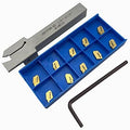 1/2" 3/8" Indexable Lathe Grooving Parting Holder with 10 Pieces GTN- SP200 Heavy Duty Nickel Plated ZQ1212R02 Right -Hand Cut Off Tool Carbide Inserts (1/2" ZQ1212R02 with 10pcs Inserts) by Kinrite