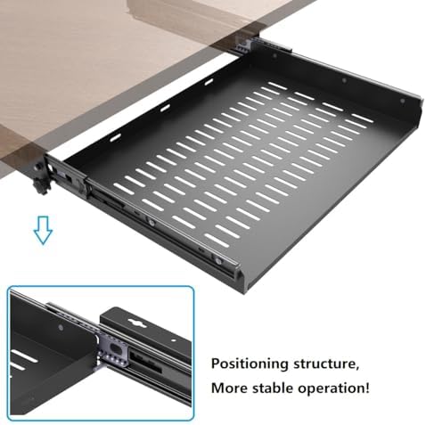 Sliding Under Desk Laptop Mount Shelf with Air Vents, 16" W - Image 3