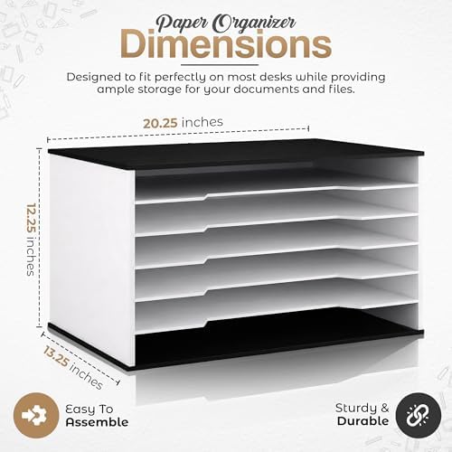 6-Tier Construction Paper Organizer, 12x18 11x17 Storage, Black White - Image 2