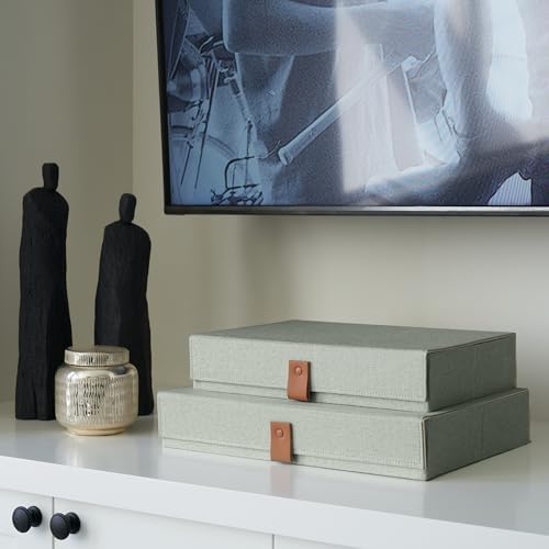 ZICOTO Decorative Photo Storage Boxes with Lids - Set of 2 Linen Organizers - Image 6
