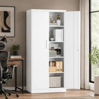 Metal Storage Cabinet with Locking Doors, 71" Tall Steel Locker Organizer with Adjustable Shelves, Garage Utility Cabinet for Home, Office, Shop, and School - Image 2
