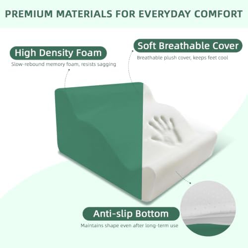 Foot Rest Ergonomic Pillow for Under Desk at Work & Handle Green - Image 3