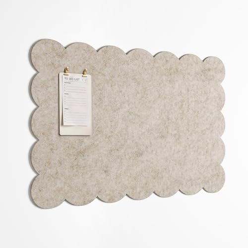 Orelle Scalloped Felt Bulletin Board | 23 x 15” | Foldable Peel and Stick Felt Board for Wall | Alternative Cork Board for Office, Message Board, Kids Art Display | Beige by Orelle