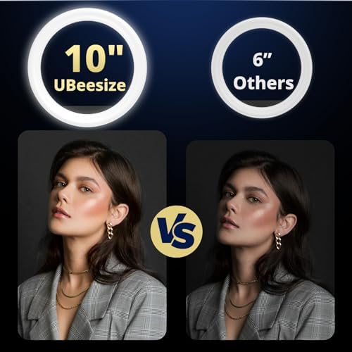 UBeesize 10" Ring Light with Overhead Phone Mount for Content Creation - Image 2