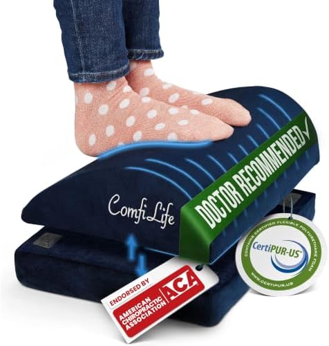 ComfiLife Foot Rest for Under Desk at Work – Adjustable Desk FootRest for Office Chair, Gaming Accessories – Ergonomic Teardrop Design for Back, Hip & Leg Pain Relief – 100% Memory Foam (Navy) by ComfiLife