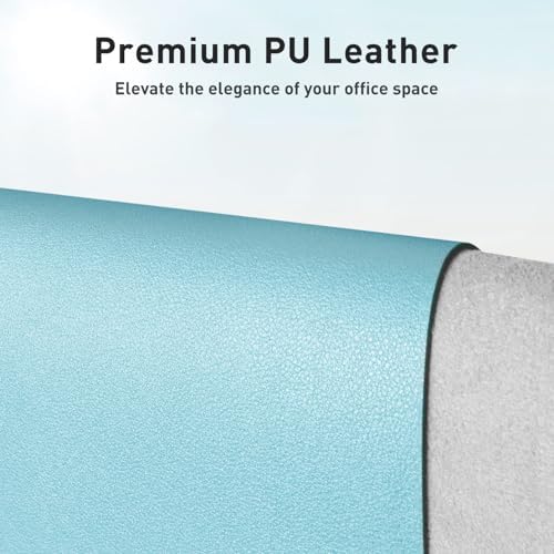Aothia Faux Leather Desk Mat - Non-Slip PU Leather Desk Blotter, Waterproof Writing Surface, Large Desk Pad for Office & Home (Blue Topaz, 55" x 24") - Image 2