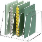 YUXUN Clear Acrylic File Folder Holder - 5 Vertical Compartments by AcrylicBusinessCardHold