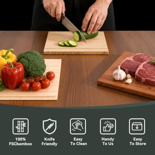 Book Cutting Board Set with Wooden Stand,Wooden Cutting Boards for Kitchen - Image 5