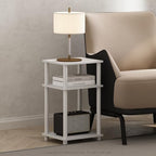 Furinno JUST Toolless 3-Tier Side Table, Open Shelf End Table, White - Image 2