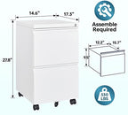 MIIIKO 2 Drawer File Cabinet with Lock, Home Office Filing Cabinets on Wheels, Under Desk 2 Drawers Storage for Legal/Letter/A4 Files,Fully Assembled - Image 3