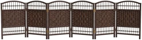 Red Lantern 2 ft. Short Fiber Weave Folding Screen - Dark Mocha - 6 Panels by RedLantern
