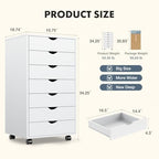 DUMOS 7 Drawer File Cabinet with Wheels, Vertical Office Storage Cabinet - Image 3