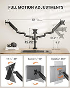 ErGear Triple Monitor Mount for 13-27 inch Screens, Triple Monitor Arms with USB,3-Monitor Stand Holds 17.6 lbs/Arm – Tilt, Swivel & Rotate - Image 3
