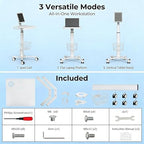 Mobile Tablet Cart for 9.7"-14" Tablet, Adjustable Height with Pneumatic Lifting(31.5" - 47.25"), Storage Basket, Cup Holder, Cable Management for Home, Office and Salon, Cold-Rolled Steel - Image 2