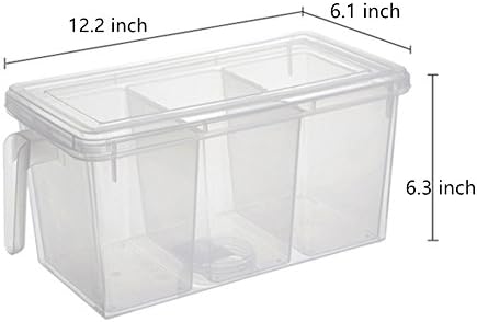 2 Pack Plastic Divided Veggie Storage Containers with Lids and Handles for Fridge Storage Organizer Boxes for Refrigerator Produce Beans Fruits Organzation - Image 2