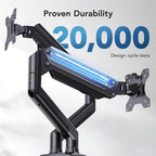 HUANUO Dual Monitor Mount for 2 Monitors up to 30 inches, Each Arm Holds Max 22lbs, Dual Monitor Stand with Advanced System, Height-Adjustable/Tilt/Swivel/Rotate, VESA Standard 75mm or 100mm - Image 6