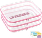 3 Pack Extra Large Clear Hard Shell Zipper Case with Labels, Pink by OrgEase