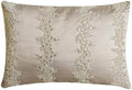 Ivory Decorative Lumbar Pillow Cover 12" x 20" | Pack of 2 Satin Oblong Cushion Cover Abstract | Pearl And Crystal Hand Embroidery Pillowcases for Bed, Couch & Sofa, Modern Home Décor - Pearl Enigma by TheHomeCentric