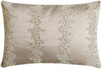 Ivory Decorative Lumbar Pillow Cover 12" x 18" | Modern Satin Oblong Cushion Cover Abstract | Pearl And Crystal Hand Embroidery Pillowcases for Bed, Couch & Sofa, Modern Home Décor - Pearl Enigma by TheHomeCentric