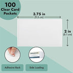 Juvale Business Card Holder Sleeves - Secure Adhesive Pockets - Index Card Holder for Notes - Storage Bin Labels & Clear Pocket Sleeves - Clear Plastic, 3.75 x 2 in, Pack of 200 - Image 5