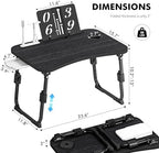 Lap Desk for Bed Adjustable Height, Foldable Bed Table with Storage Drawer, Tablet Slot & Cup Holder, Portable Laptop Stand for Bed & Sofa, Bed Desk for Adults & Kids, Black - Image 3