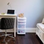 HOMZ Drawer Tower, 4-Tier Storage Cart with Removable Wheels, White Frame - Image 2