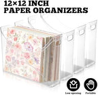6 Pack Scrapbook Paper Storage with Handle Clear Vinyl Sheets Storage Bins Organizer Plastic Scrapbook Paper Holder for 12x12 Inch Craft Papers Book Cardstock Files Magazines Documents - Image 3
