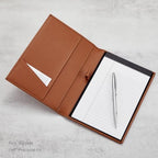 HISCOW Slim Leather Junior Padfolio, 5x8 Notepad Cover, Saddle Brown - Image 2