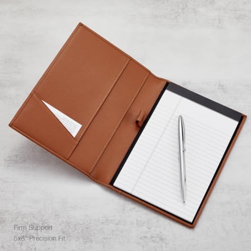 HISCOW Slim Leather Junior Padfolio, 5x8 Notepad Cover, Saddle Brown - Image 2