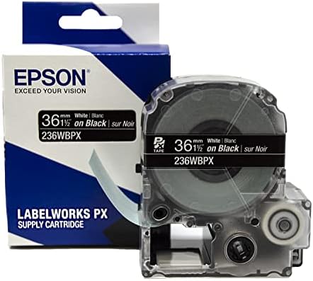 Epson LABELWORKS 236WBPX Label Tape - White on Black - 1.5" (36mm), 30ft by EpsonLABELWORKS