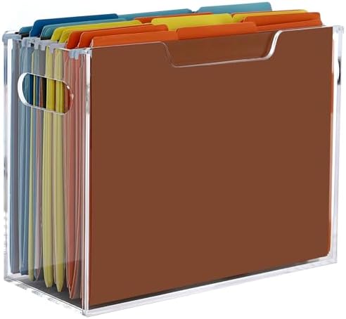 DINGHUO Acrylic File Folder Organizer, Hanging File Organizer Box, File Holder with Handles for Letter Size, Clear File Box Desktop Folder Storage for Office Home Work -1 Pack by DINGHUO