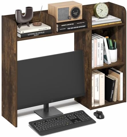 Furinno Classic Desk Shelf, 5-Shelf Desktop Hutch, Book Shelf, 3-Tier Desk Organzier, for Office Supplies, Office Desk Accessories, for Home Office, College, Dorm, Amber Pine by Furinno-FitsYourSpaceFitsYourBudget
