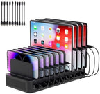 60W Charging Station for Multiple Devices, 10-Port USB Fast Charger by Yoodarmx