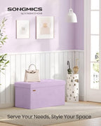 SONGMICS Foldable Storage Ottoman with Flipping Lid, 30 Inch Velvet Bench - Image 3
