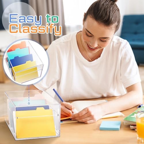 Mooliwe Index Card Holder Acrylic Organizer 50 Dividers, 5 x 8 Inch - Image 6