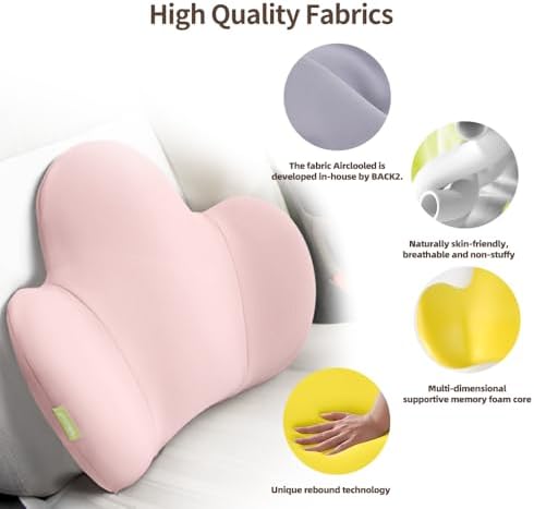 Lumbar Support Pillow for Office Chair, Gaming Chair, Car Driver Seat Back Cushion, Bed & Couch, Gifts for Friends and Parents,Ergonomic Back Support Pillow with Comfortable Memory Foam(Pink) - Image 5