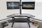 Rocelco 46" Height Adjustable Corner Standing Desk Converter with Dual Monitor Arm Bundle - Quick Sit Stand Up Computer Workstation Riser - Extra Large Keyboard Tray - Black (R CADRB-46-DM2) - Image 2