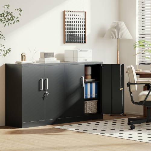 Metal Storage Cabinet with Locking Doors, 35.4" Steel Locker Organizer with Adjustable Shelves, Garage Utility Cabinet for Home, Office, Shop, and School - Image 2