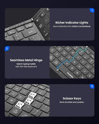 Foldable Keyboard and Mouse, Samsers Folding Bluetooth Keyboard Combo, 2.4G + BT5.0 x 2, Full-Size Portable Travel Keyboard & Rechargeable Wireless Mouse for Windows Android iOS Mac OS, Elegant Black - Image 6