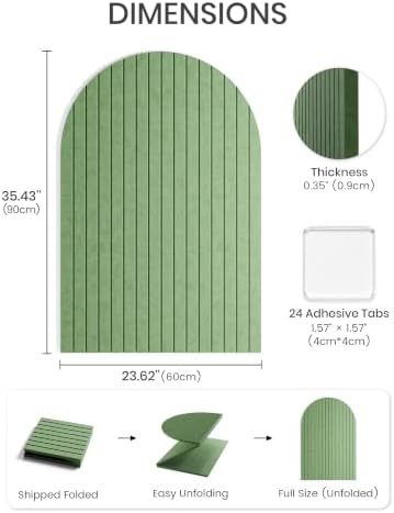 Fluxynara Large Arched Felt Bulletin Board 35.4''×23.6'', Botanical Green - Image 3