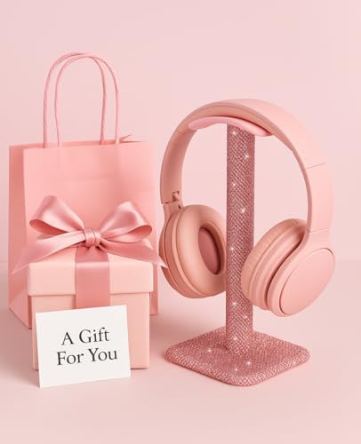 Pink Headphone Stand for Desk, Cute Rhinestone Bling Headset Holder - Image 7