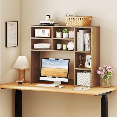 LDAILE 31'' Desk Shelf, 3-Tier Desk Hutch with 7 Shelves for Computer Desk, Desktop Bookshelf with 3 Adjustable Shelves for College Dorm Office Home Study Room Desk, 37 x 10 x 31 in - Image 2