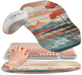 2-in-1 Ergonomic Set, Wave Keyboard Wrist Rest and Massage Slope Mouse Pad Wrist Support, Rebound Memory Foam for Relieve Carpal Tunnel Syndrome and Wrist Pain (Landscape) by Gleamtide