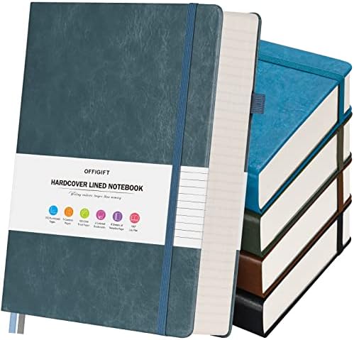 5 Pack College Ruled Notebook Bulk, A5, 312 Numbered Page Thick Journal Set by OFFIGIFT