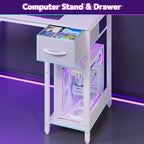 Apicizon L Shaped Gaming Desk 53" with Hutch, LED Light and Drawer - Image 7