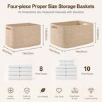 OIAHOMY 4 Pack Storage Baskets for Organizing 24L Cube Storage Bins White - Image 5