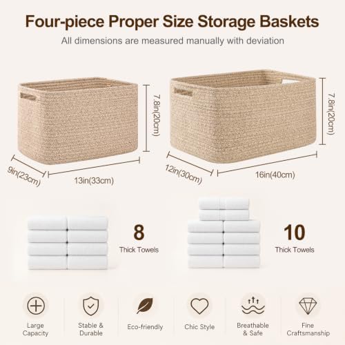 OIAHOMY 4 Pack Storage Baskets for Organizing 24L Cube Storage Bins White - Image 5