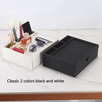 Leather Desk Organizer With Drawers, Home Cosmetics & Phone Remote Organizer, Drawer Plus Divider & Tray (white) - Image 6